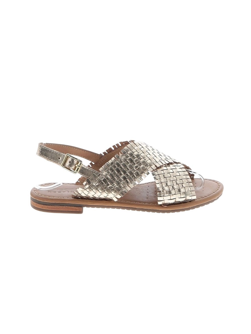 Geox Gold Toned Woven Leather Slingback Sandal